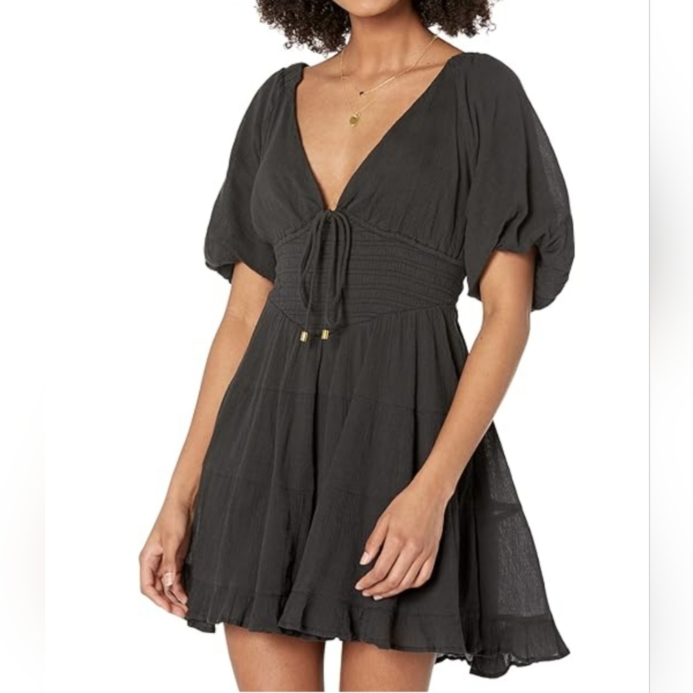 FREE PEOPLE PERFECT DAY MINI DRESS IN WASHED BLACK S - Picture 4 of 4